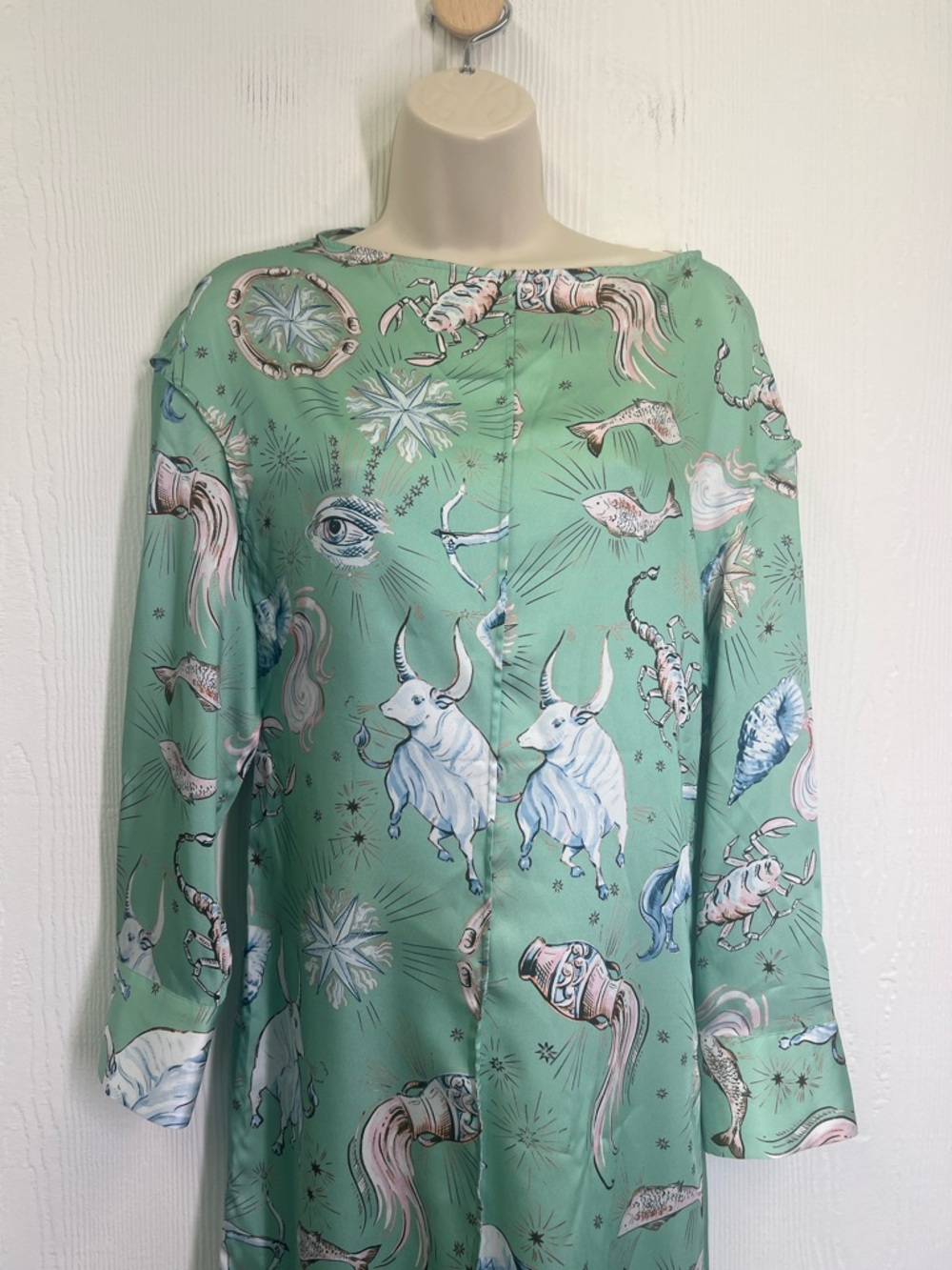 Zara - NWT Limited Edition Zodiac Mint Green Long Sleeve Midi Dress Size XS - Picture 6 of 12